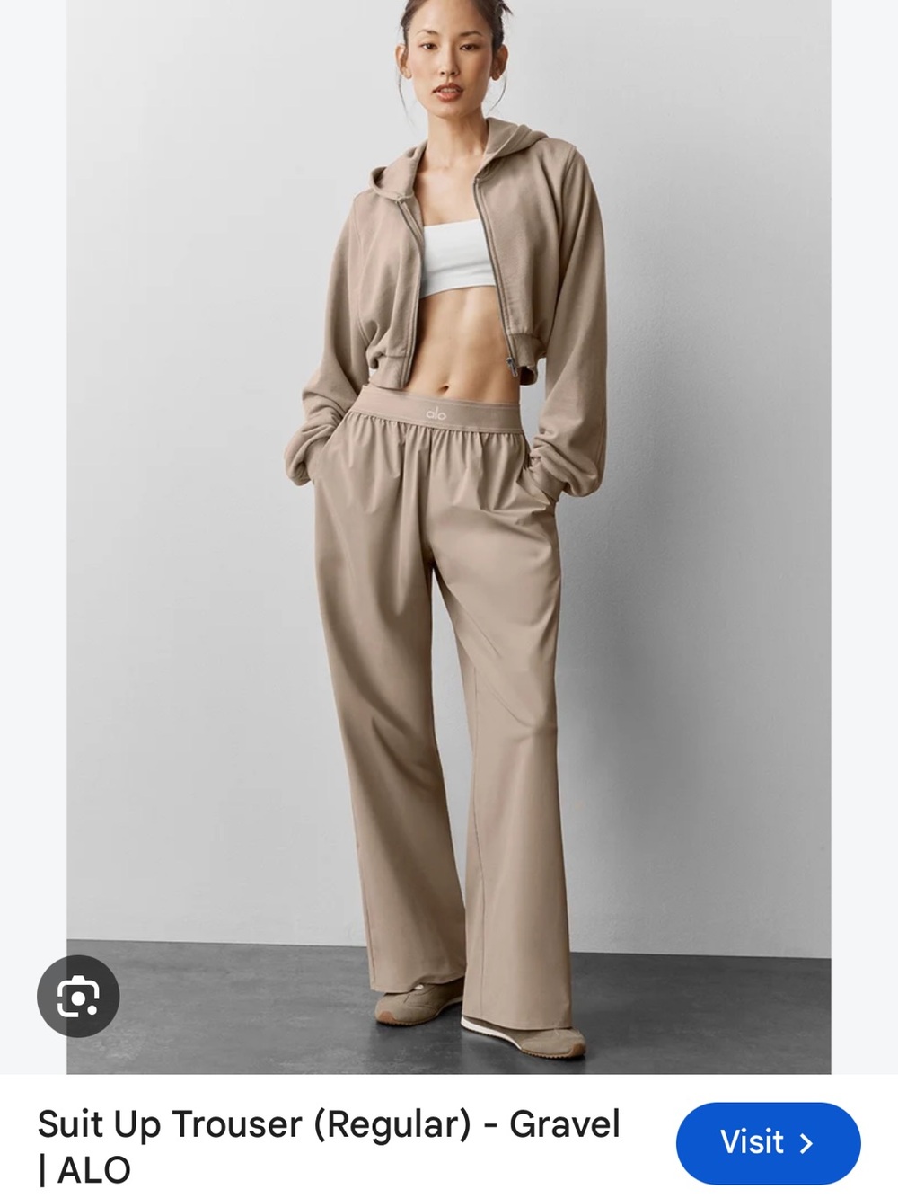 ALO Yoga Gravel Wide-Leg Suit Up Trousers Small Long